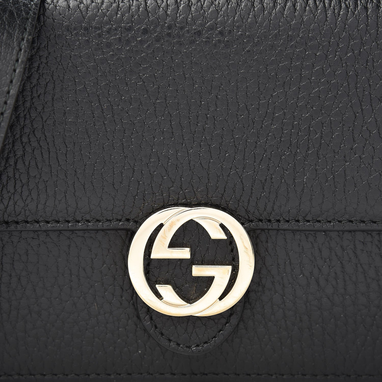 Gucci Dollar Calfskin Interlocking G Chain Wallet Black 8 of 12
