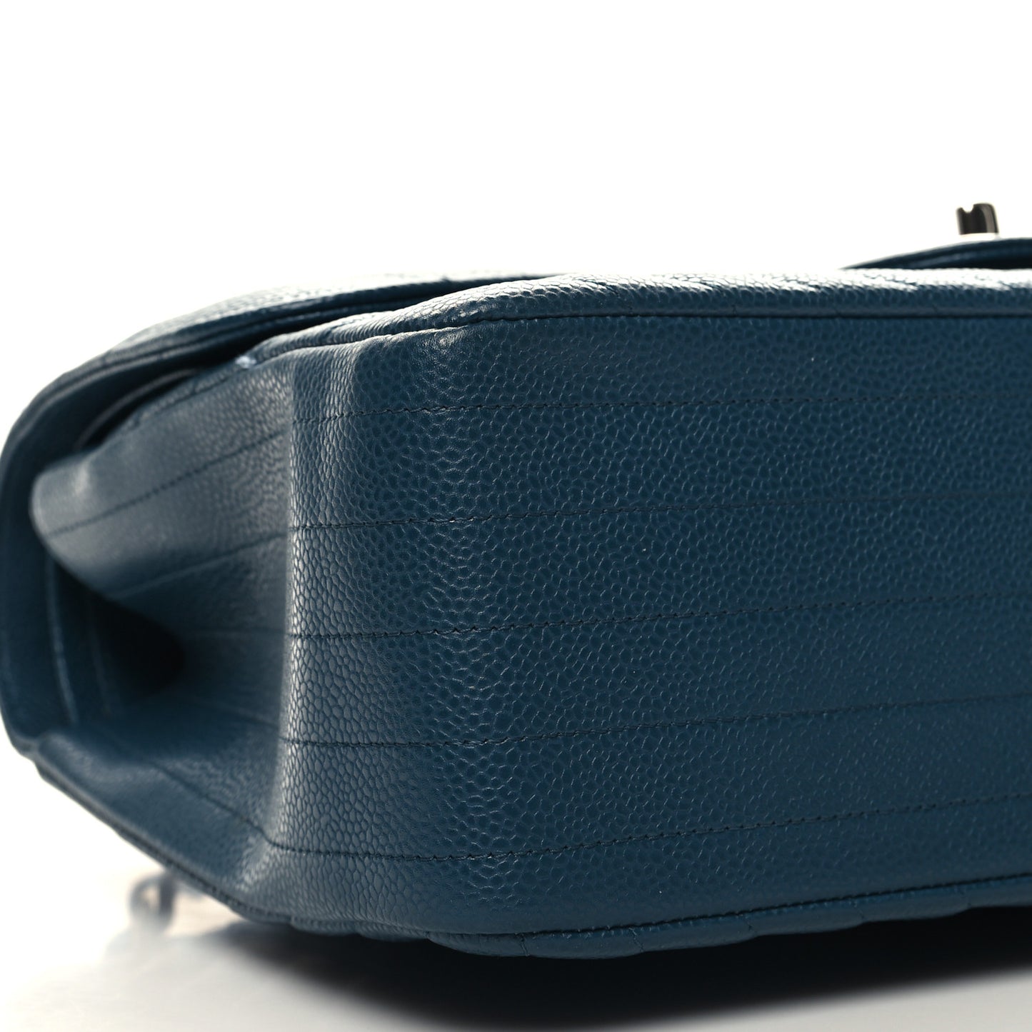 Caviar Chevron Quilted Jumbo Double Flap Blue