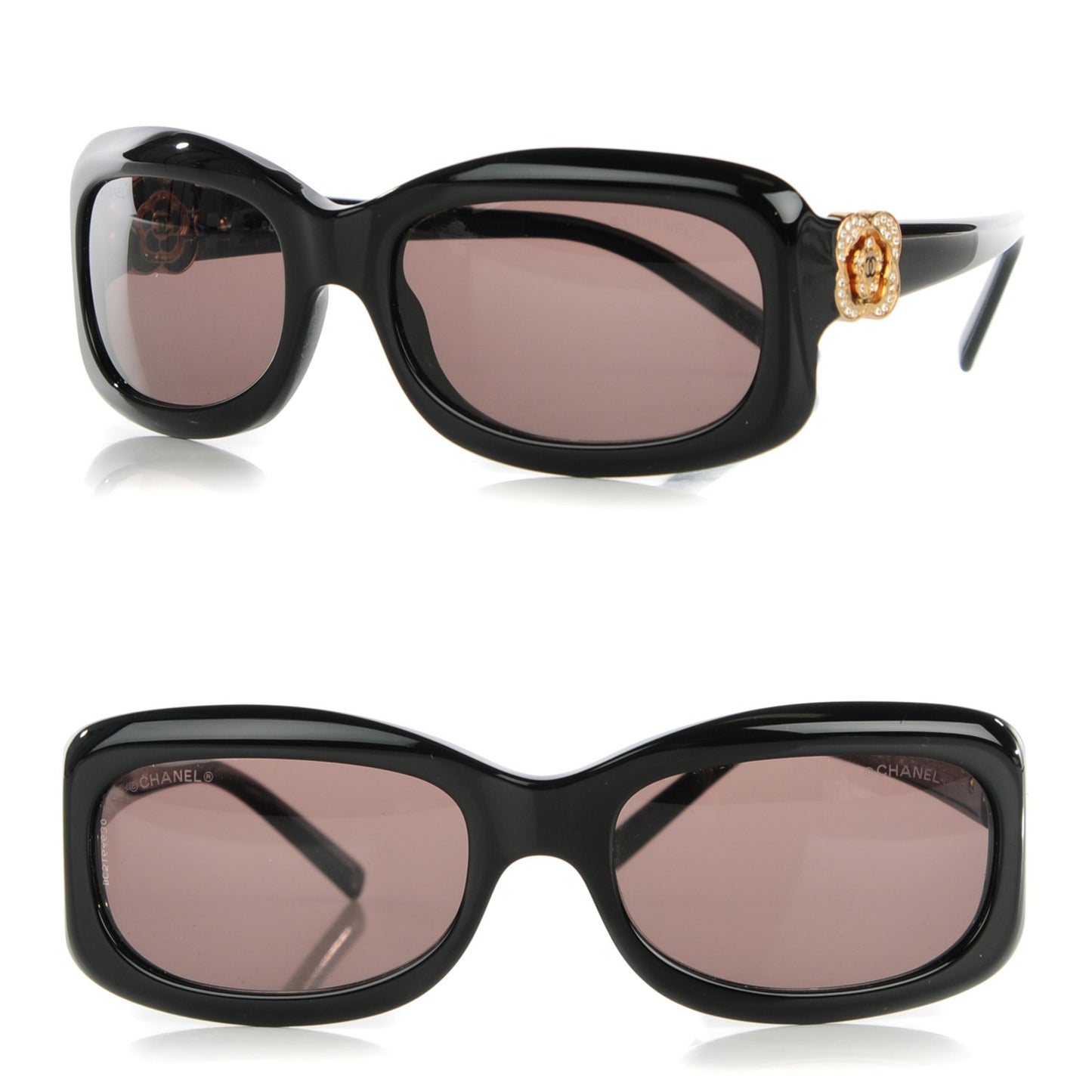 Crystal Camellia CC Sunglasses 5127-B Black