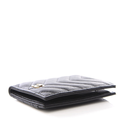 Chanel Sheepskin Chevron Card Holder Wallet Black 3 of 6