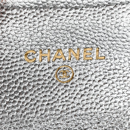 Chanel Metallic Caviar Quilted Flap Card Holder Wallet Silvery 6 of 9