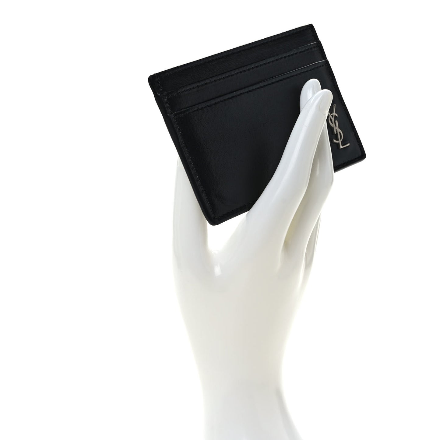 Calfskin Tiny Cassandre Credit Card Case Black