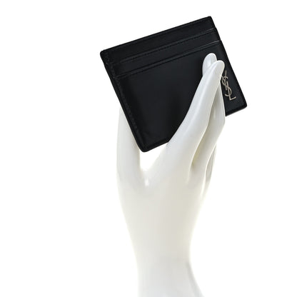 Saint Laurent Calfskin Tiny Cassandre Credit Card Case Black 2 of 7