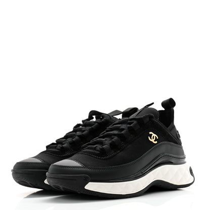 Chanel Velvet Calfskin Mixed Fibers CC Sneakers 36 Black 3 of 10