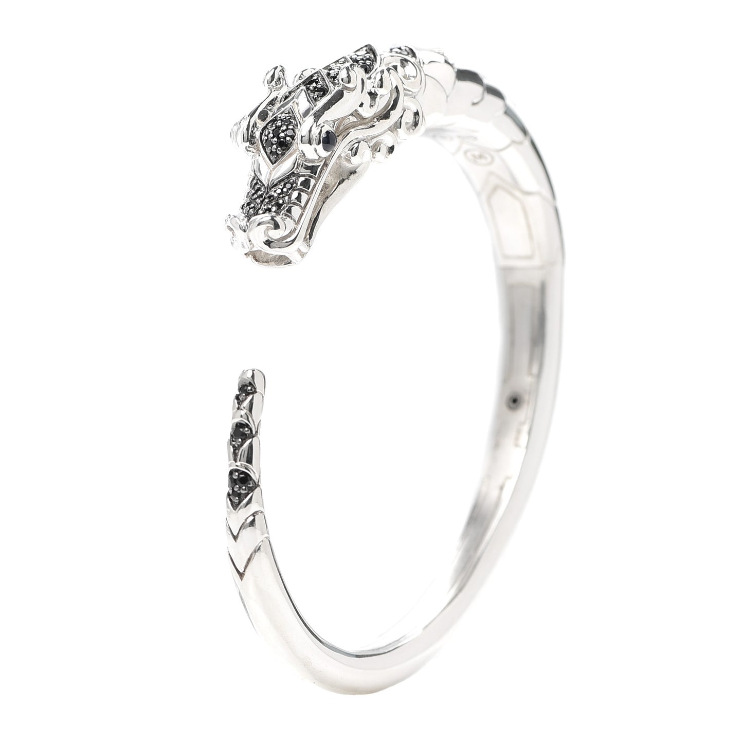 Sterling Silver Sapphire Spinel Naga Dragon Cuff Bracelet