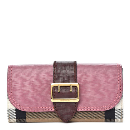 Burberry Embossed Calfskin House Check Halton Wallet Dusky Pink Burgundy 1 of 7