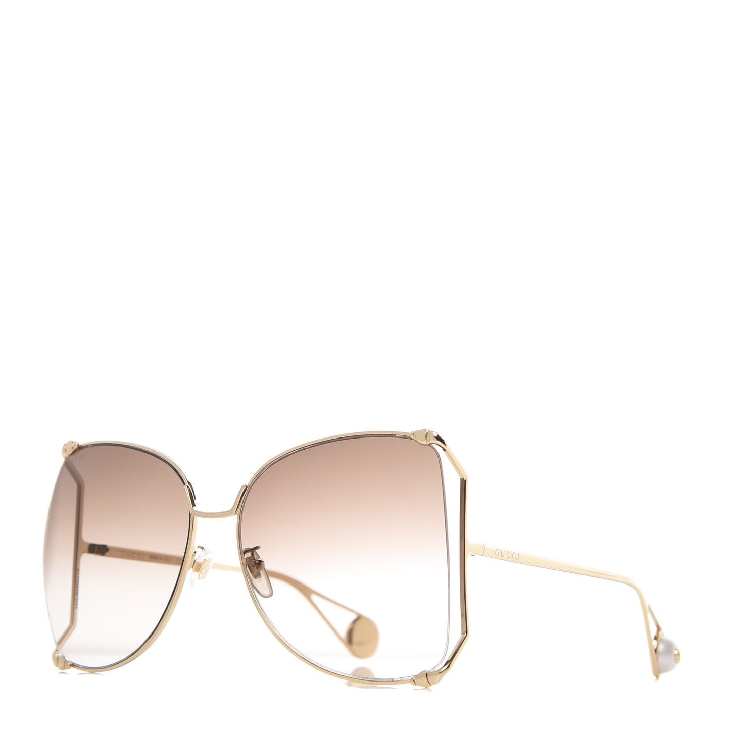 Oversized Round Sunglasses GG0252S Gold Brown