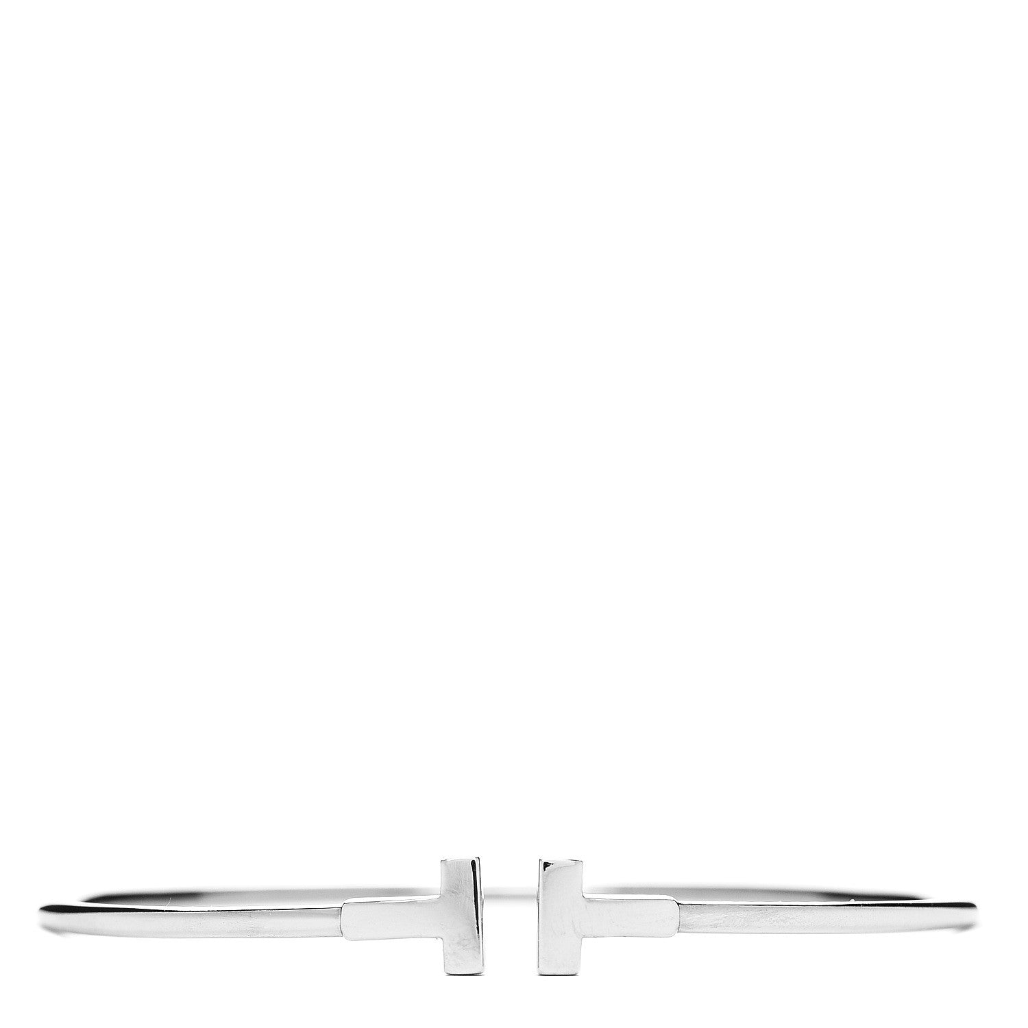 Tiffany 18K White Gold Narrow T Wire Bracelet 1 of 3