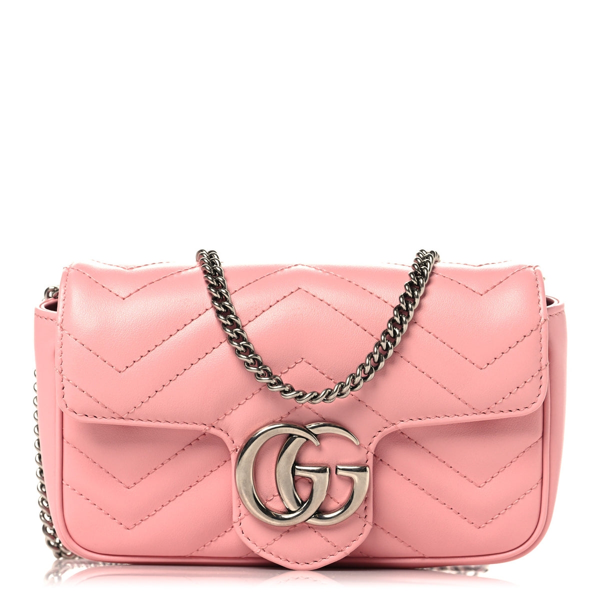 Calfskin Matelasse Super Mini GG Marmont Shoulder Bag Wild Rose