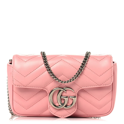 Gucci Calfskin Matelasse Super Mini GG Marmont Shoulder Bag Wild Rose 1 of 10