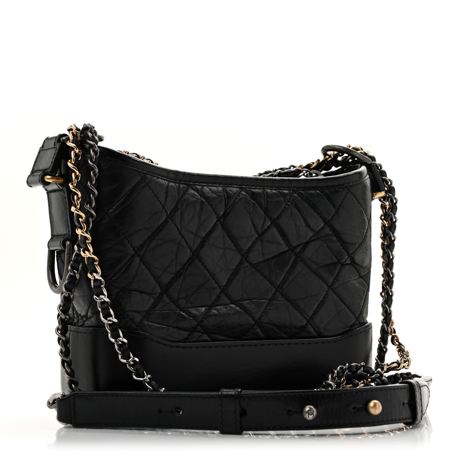 Chanel Aged Calfskin Quilted Small Gabrielle Hobo Black 3 of 13
