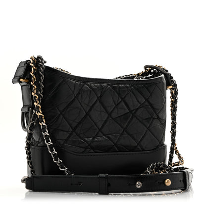 Chanel Aged Calfskin Quilted Small Gabrielle Hobo Black 3 of 13