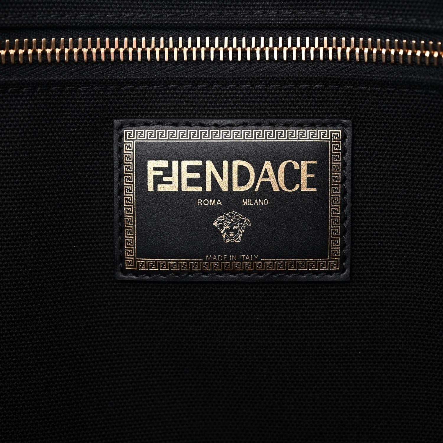 Fendi X VERSACE Canvas Fendace Logo Large Shopping Tote Black 6 of 9
