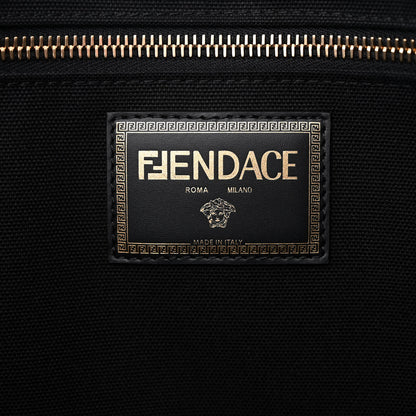 Fendi X VERSACE Canvas Fendace Logo Large Shopping Tote Black 6 of 9