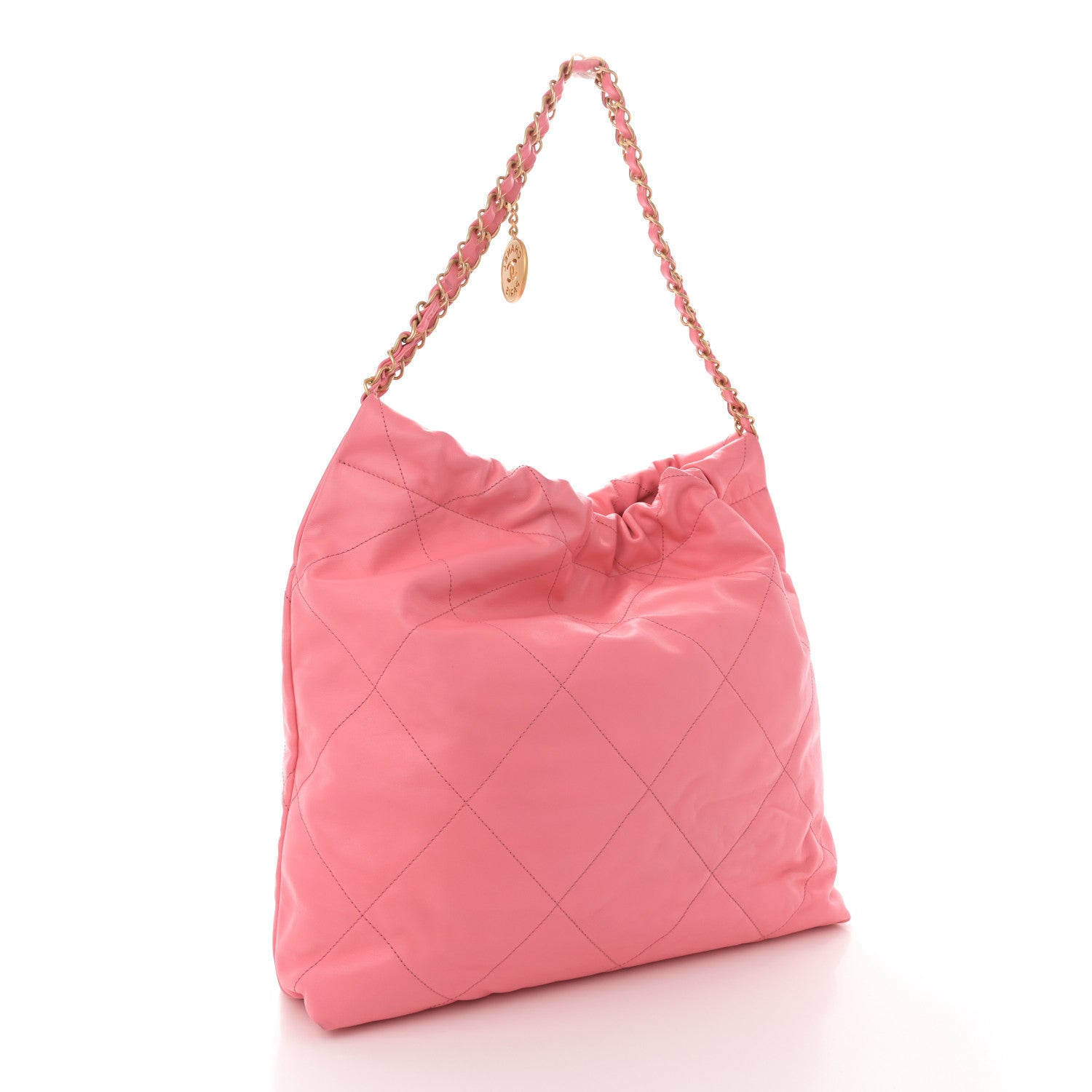 Chanel Shiny Calfskin Quilted Chanel 22 Coral Pink 4 of 11