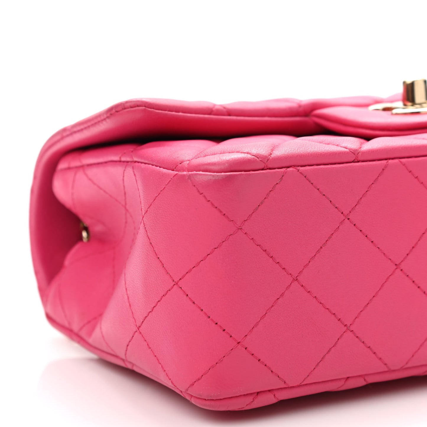 Lambskin Quilted Mini Rectangular Flap Fuchsia