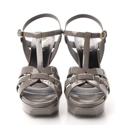 Saint Laurent Patent Tribute 75 Platform Sandals 40.5 Fog 2 of 10