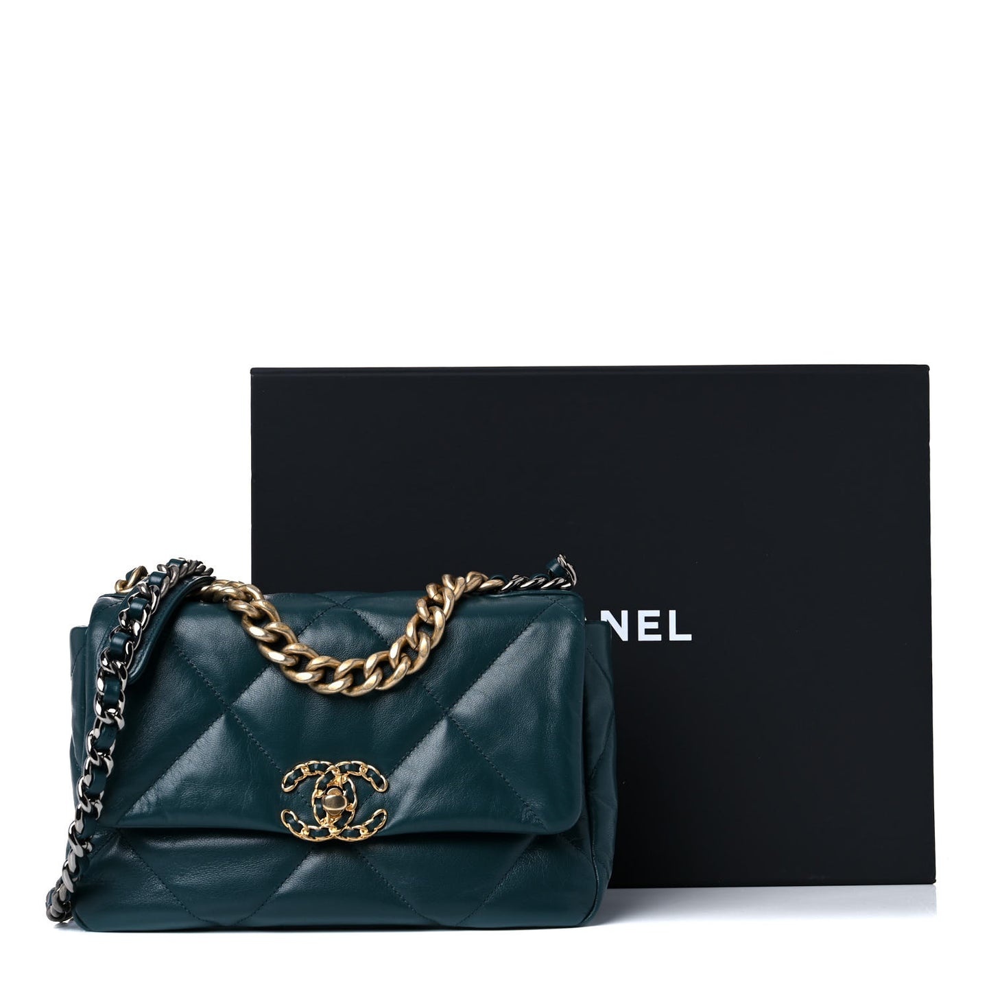 Goatskin Quilted Medium Chanel 19 Flap Dark Blue