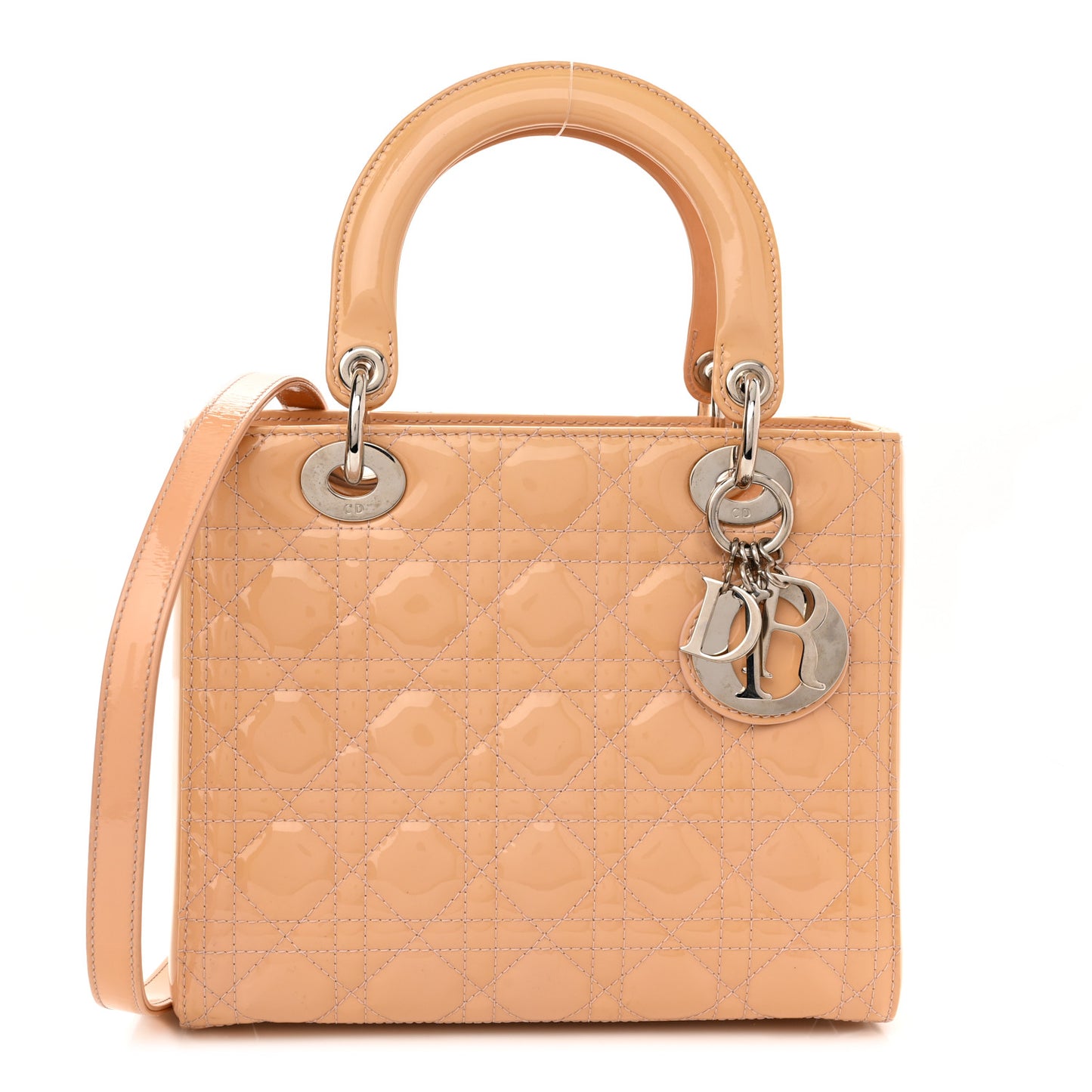 Patent Cannage Medium Lady Dior Beige
