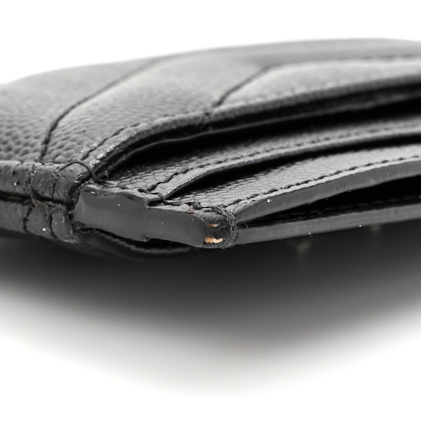Grain De Poudre Matelasse Chevron Monogram Credit Card Case Black
