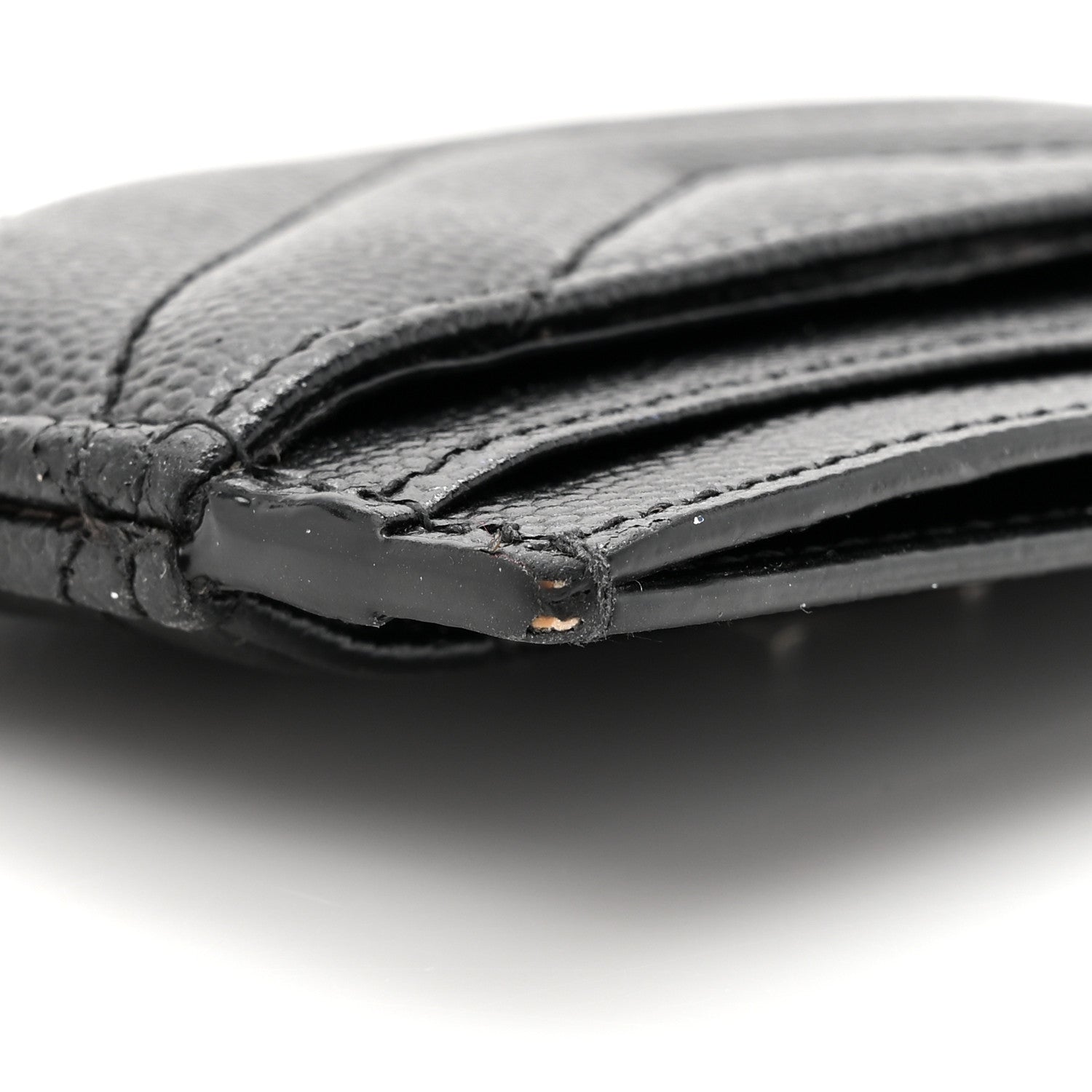 Saint Laurent Grain De Poudre Matelasse Chevron Monogram Credit Card Case Black 13 of 14