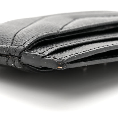 Saint Laurent Grain De Poudre Matelasse Chevron Monogram Credit Card Case Black 13 of 14