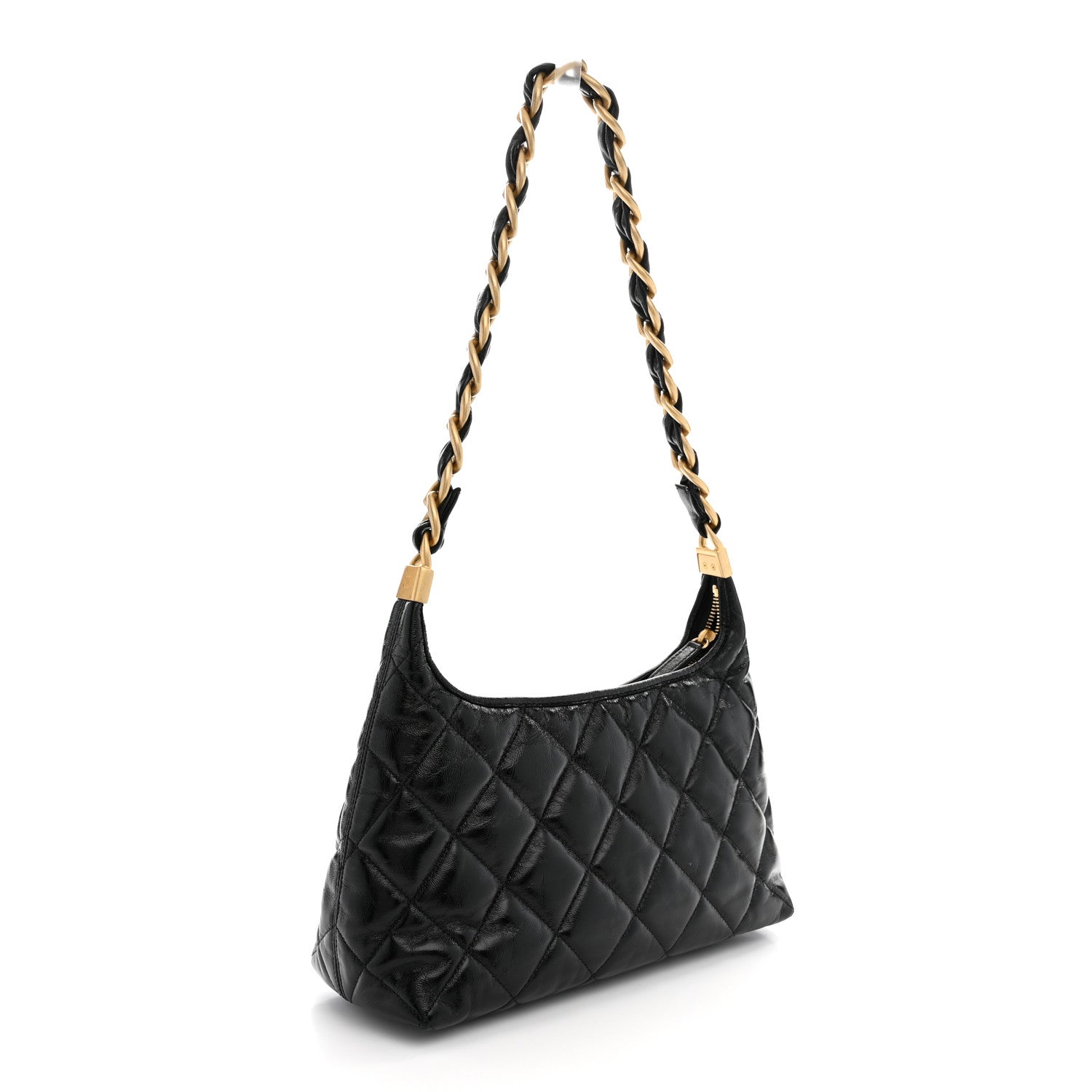 Chanel Shiny Crumpled Lambskin Quilted CC Funky Town Hobo Black 3 of 11