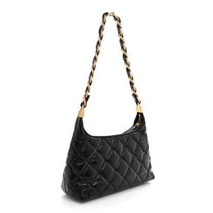 Chanel Shiny Crumpled Lambskin Quilted CC Funky Town Hobo Black 3 of 11