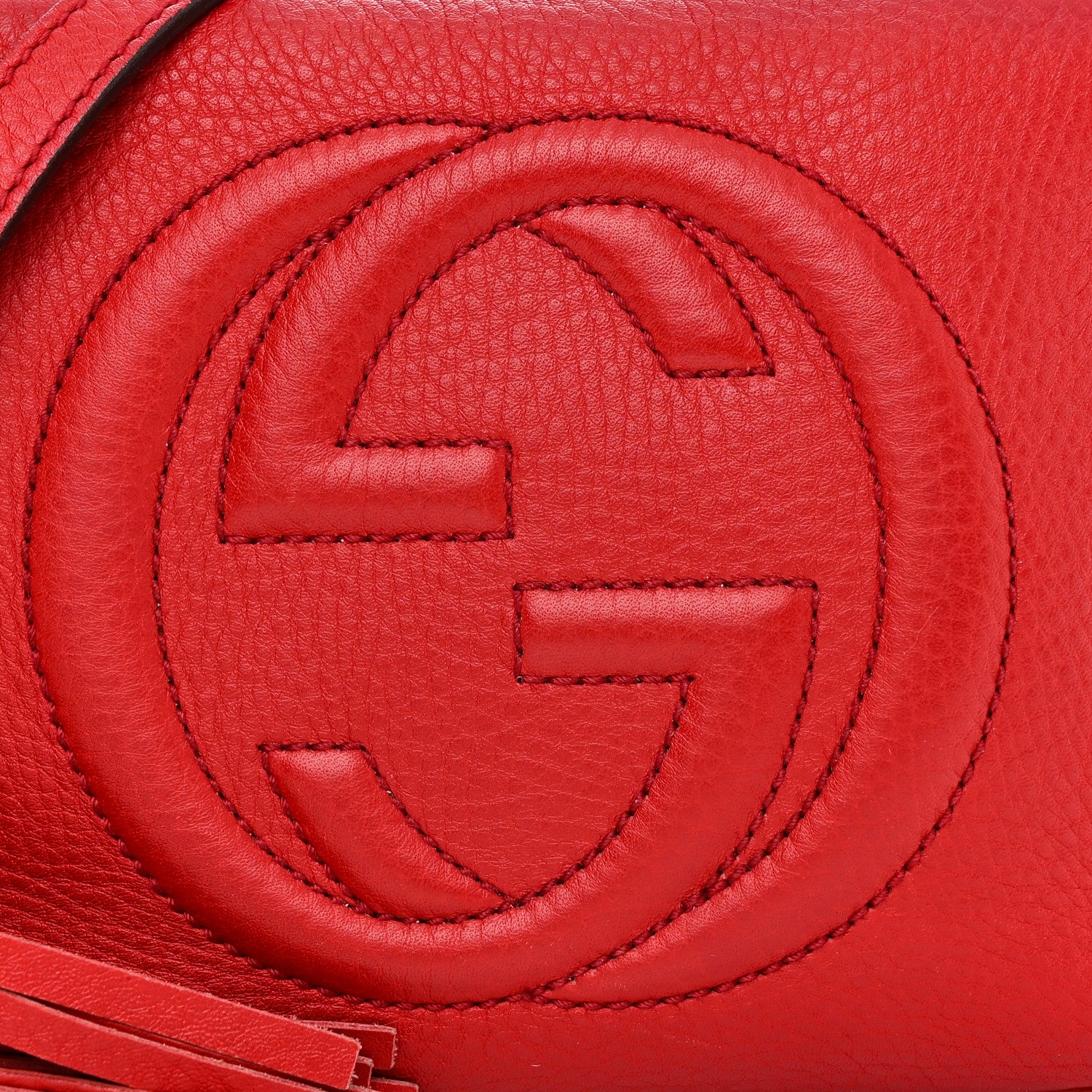 Gucci Pebbled Calfskin Small Soho Disco Bag Tabasco Red 9 of 15