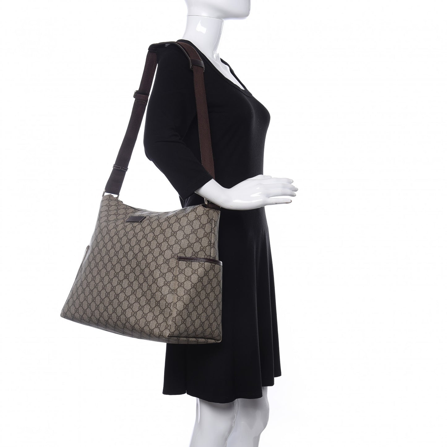 GG Plus Monogram Diaper Messenger Bag Dark Brown
