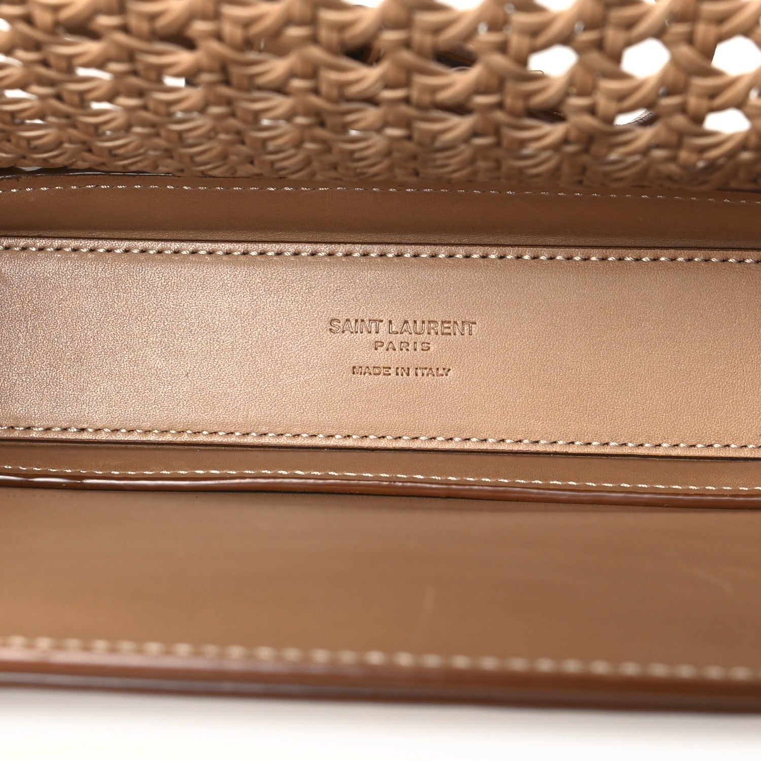 Saint Laurent Calfskin Woven Wood Medium Monogram Solferino