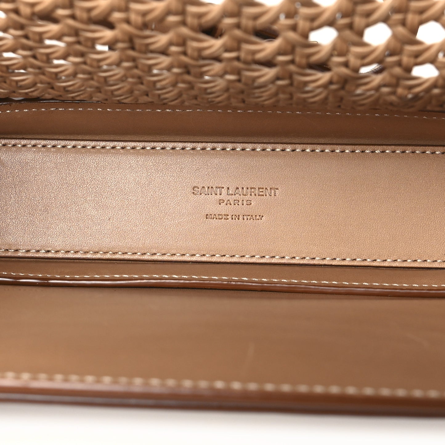 Calfskin Woven Wood Medium Monogram Solferino Satchel Vintage Brown