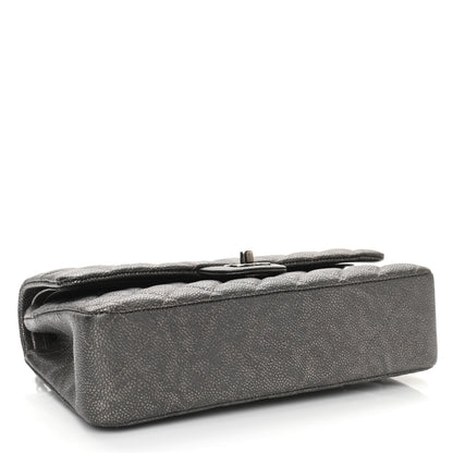 Chanel Metallic Caviar Quilted Medium Double Flap Dark Grey 3 of 9