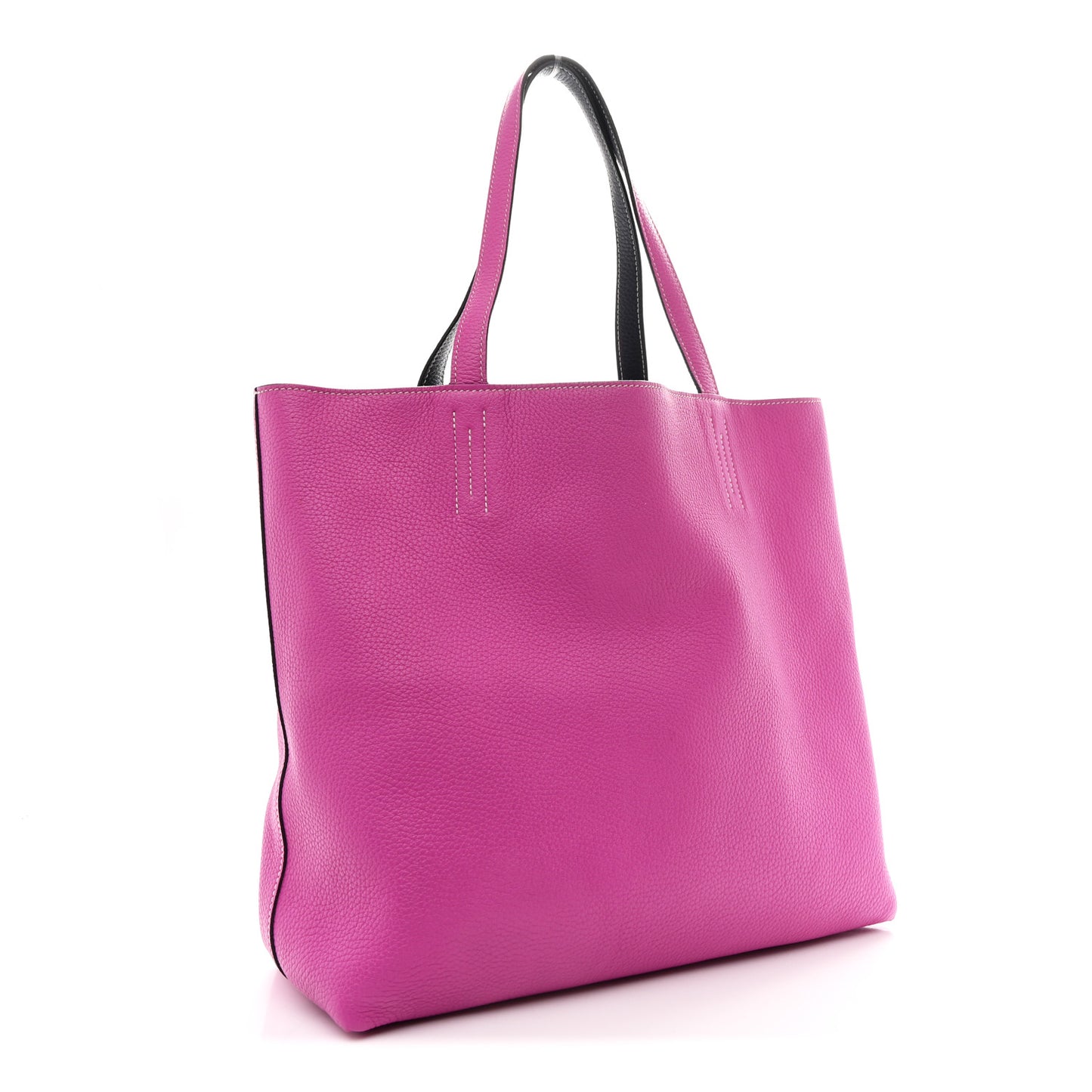 Taurillon Clemence Double Sens 36 Reversible Tote Bleu Nuit Magnolia