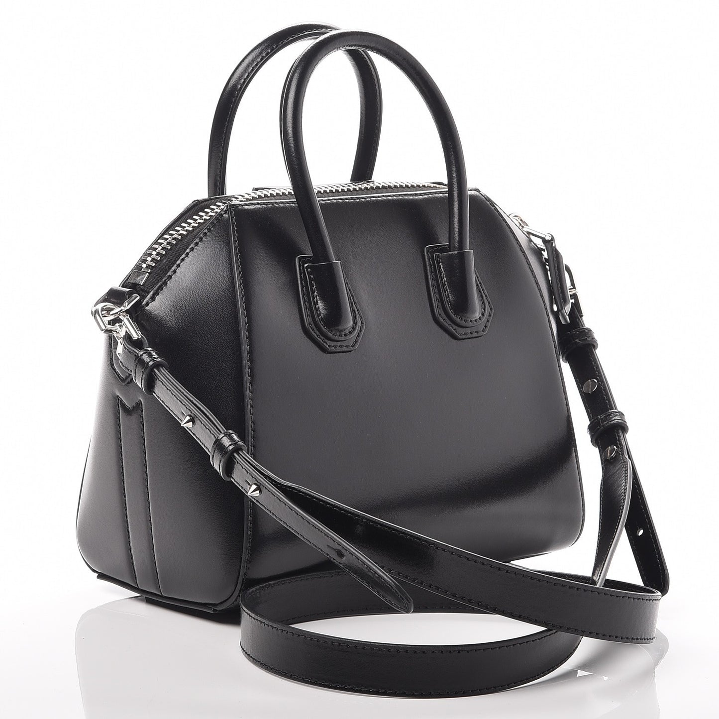 Shiny Lord Calfskin Mini Antigona Black