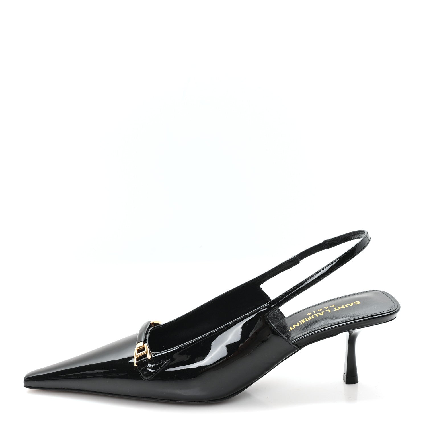 Saint Laurent Patent Bade Slingback Pumps 36 Black 1 of 10
