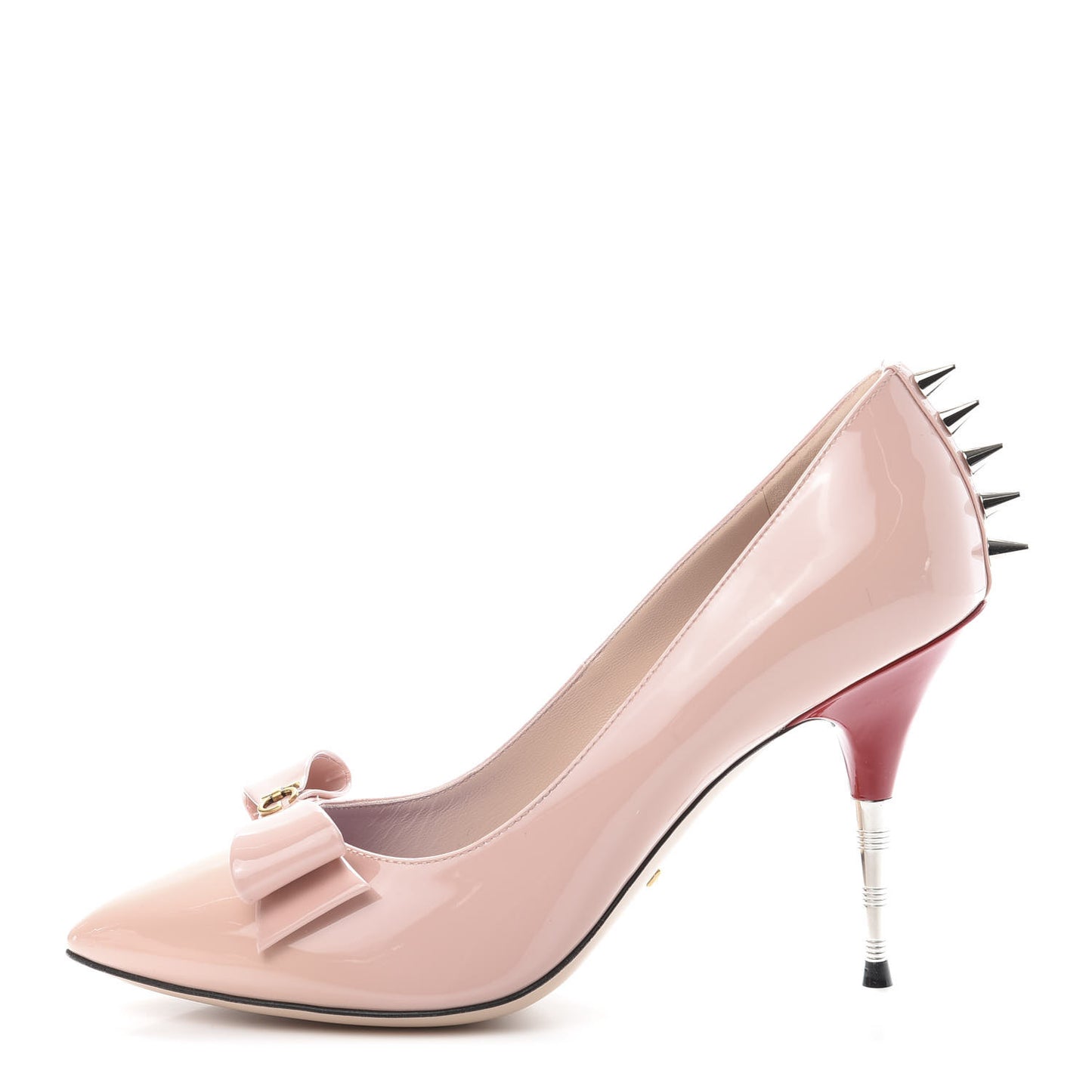Patent GG Bow Sadie Spike High Heel Pumps 38 Perfect Pink