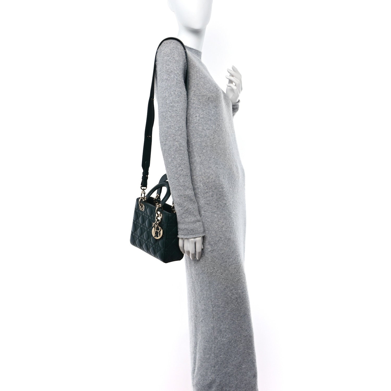 Christian Dior Lambskin Cannage Small My ABCDior Lady Dior Dark Green 2 of 11