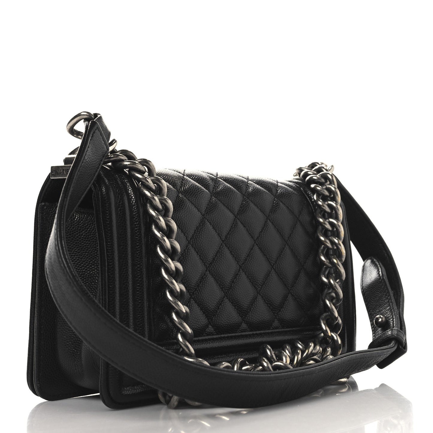 Caviar Quilted Small Boy Flap Black