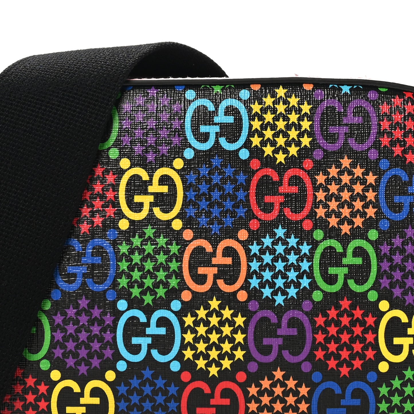 GG Supreme Monogram Psychedelic Shoulder Bag Black Multicolor Sugar Pink