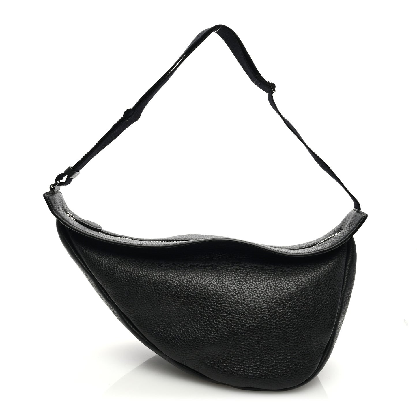 Grained Calfskin Large Slouchy Banana Bag Black