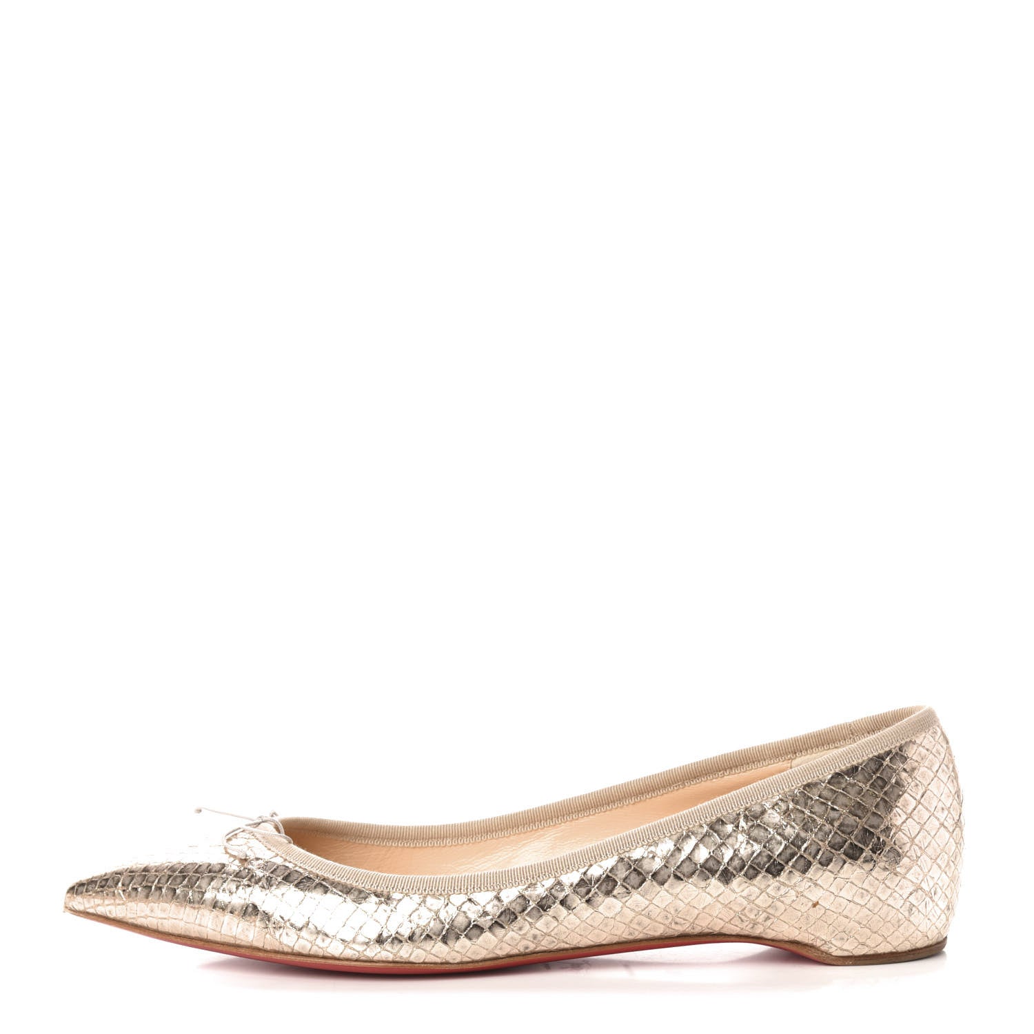 Christian Louboutin Metallic Snakeskin Embossed Solasofia Flats 39 Gold 1 of 8