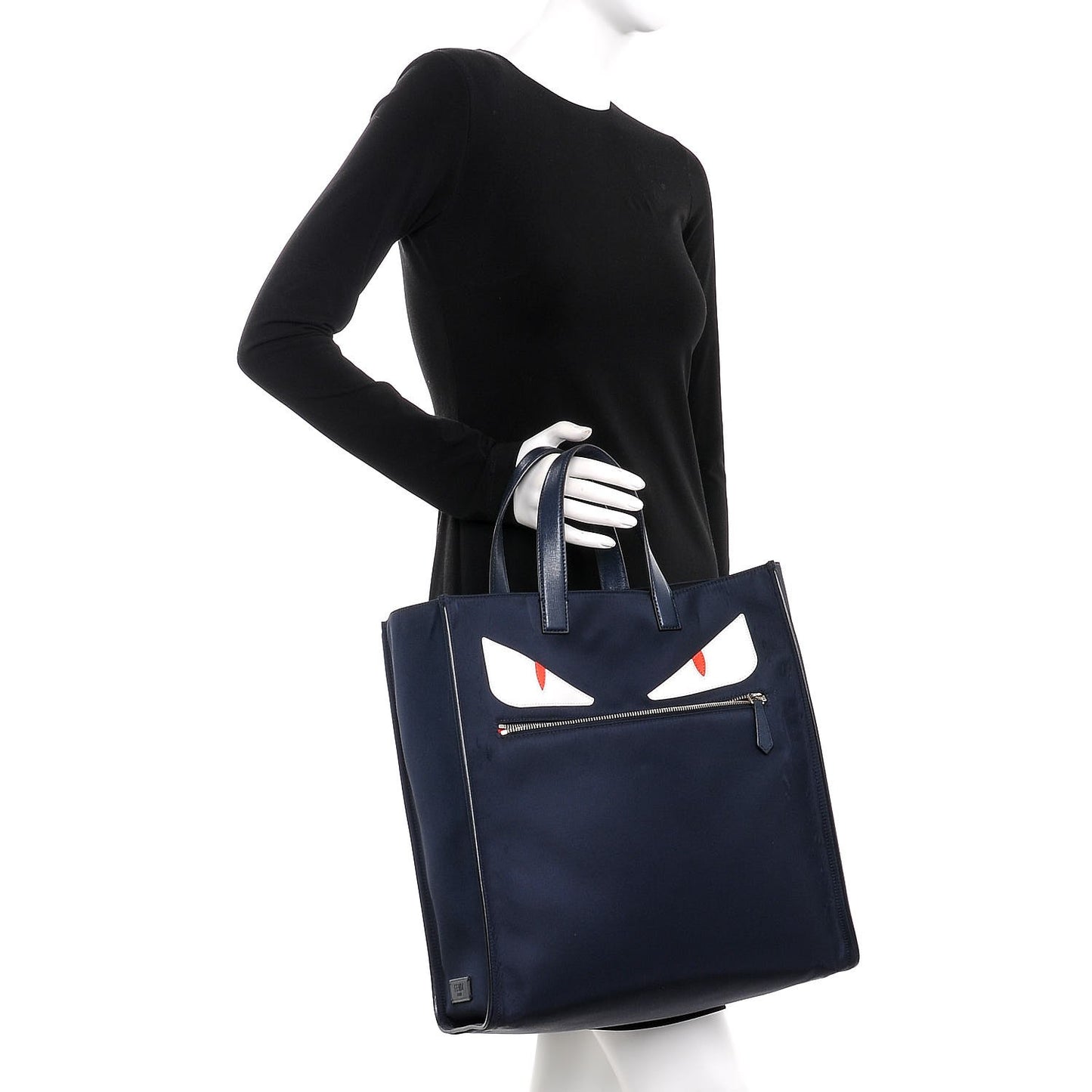 Nylon Vitello Elite Monster Eyes Tote Blue Scuro White Multicolor