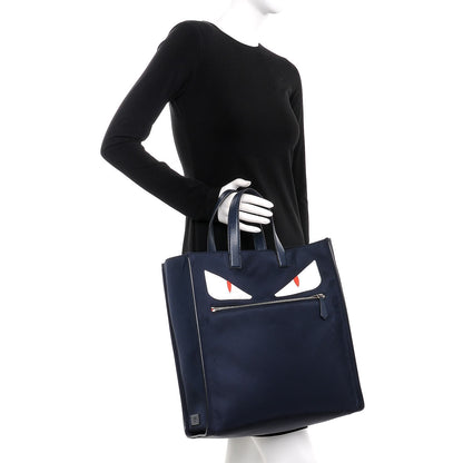 Fendi Nylon Vitello Elite Monster Eyes Tote Blue Scuro White Multicolor 2 of 13