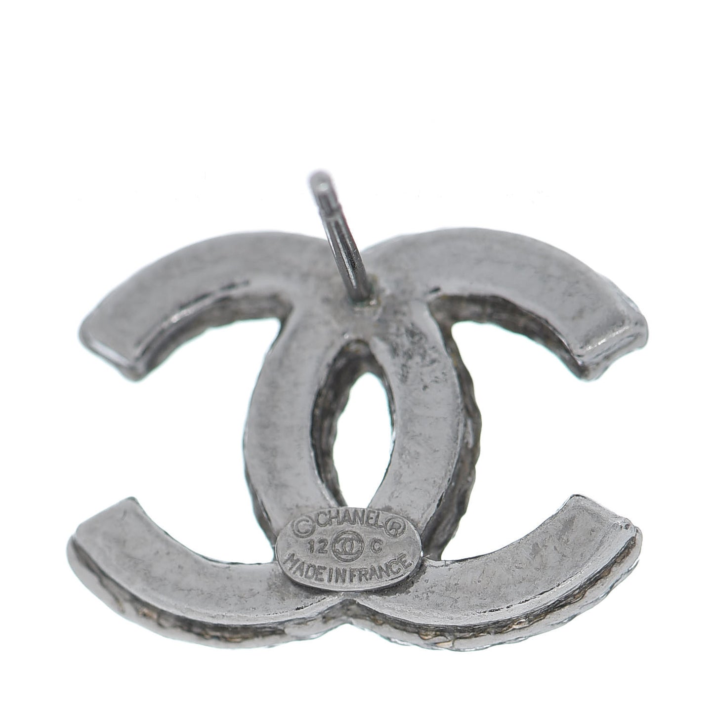 Metal CC Chain Earrings Dark Silver
