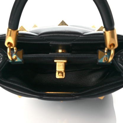 Valentino Garavani Nappa Small Roman Stud The Handle Bag Black 5 of 9