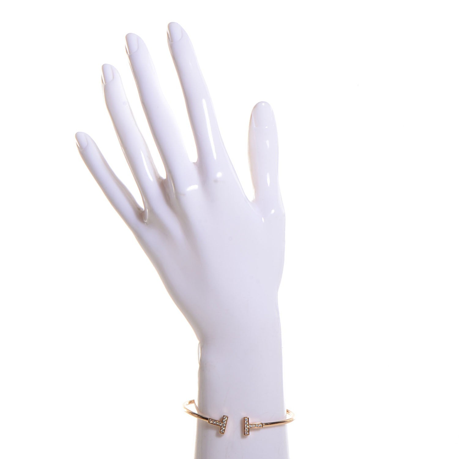 Tiffany 18K Rose Gold Diamond T Wire Bracelet 2 of 4