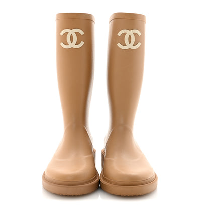 Chanel Caoutchouk CC High Boots 37 Beige 3 of 9