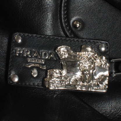 Prada Soft Calf Pleated Hobo Nero Black 9 of 9
