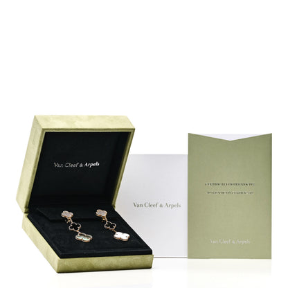 Van Cleef & Arpels 18K Yellow Gold Mother of Pearl Black Onyx 3 Motifs Magic Alhambra Earrings 5 of 5